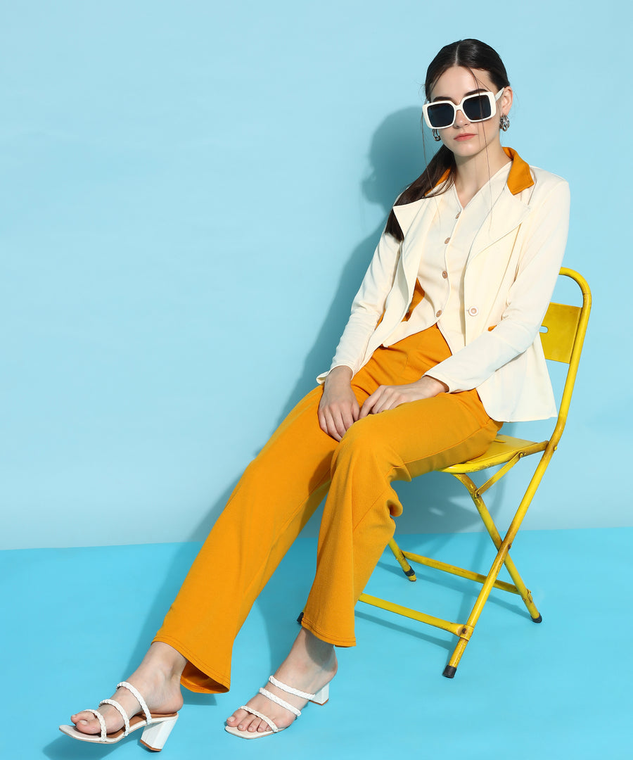 Women’s Formal Pant Suit For Work Mustard Yellow