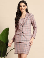 Load image into Gallery viewer, Westhood Mauve Check Blazer &amp; Skirt Co-ord Set – Elegant Officewear
