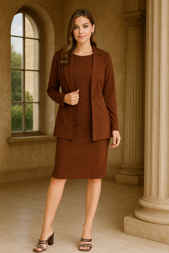 Women Bodycon Dress with Blazer Co ord set