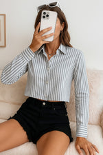Load image into Gallery viewer, Women Striped Cropped Shirt in 5 Candy Colors | Size: XS to XL
