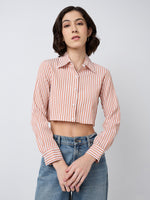 Load image into Gallery viewer, Women Striped Cropped Shirt in 5 Candy Colors | Size: XS to XL
