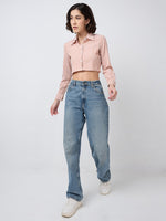 Load image into Gallery viewer, Women Striped Cropped Shirt in 5 Candy Colors | Size: XS to XL
