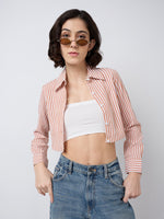 Load image into Gallery viewer, Women Striped Cropped Shirt in 5 Candy Colors | Size: XS to XL
