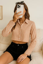 Load image into Gallery viewer, Women Striped Cropped Shirt in 5 Candy Colors | Size: XS to XL
