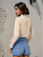 Load image into Gallery viewer, Women Striped Cropped Shirt in 5 Candy Colors | Size: XS to XL
