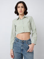 Load image into Gallery viewer, Women Striped Cropped Shirt in 5 Candy Colors | Size: XS to XL
