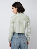 Load image into Gallery viewer, Women Striped Cropped Shirt in 5 Candy Colors | Size: XS to XL
