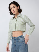 Load image into Gallery viewer, Women Striped Cropped Shirt in 5 Candy Colors | Size: XS to XL

