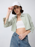 Load image into Gallery viewer, Women Striped Cropped Shirt in 5 Candy Colors | Size: XS to XL
