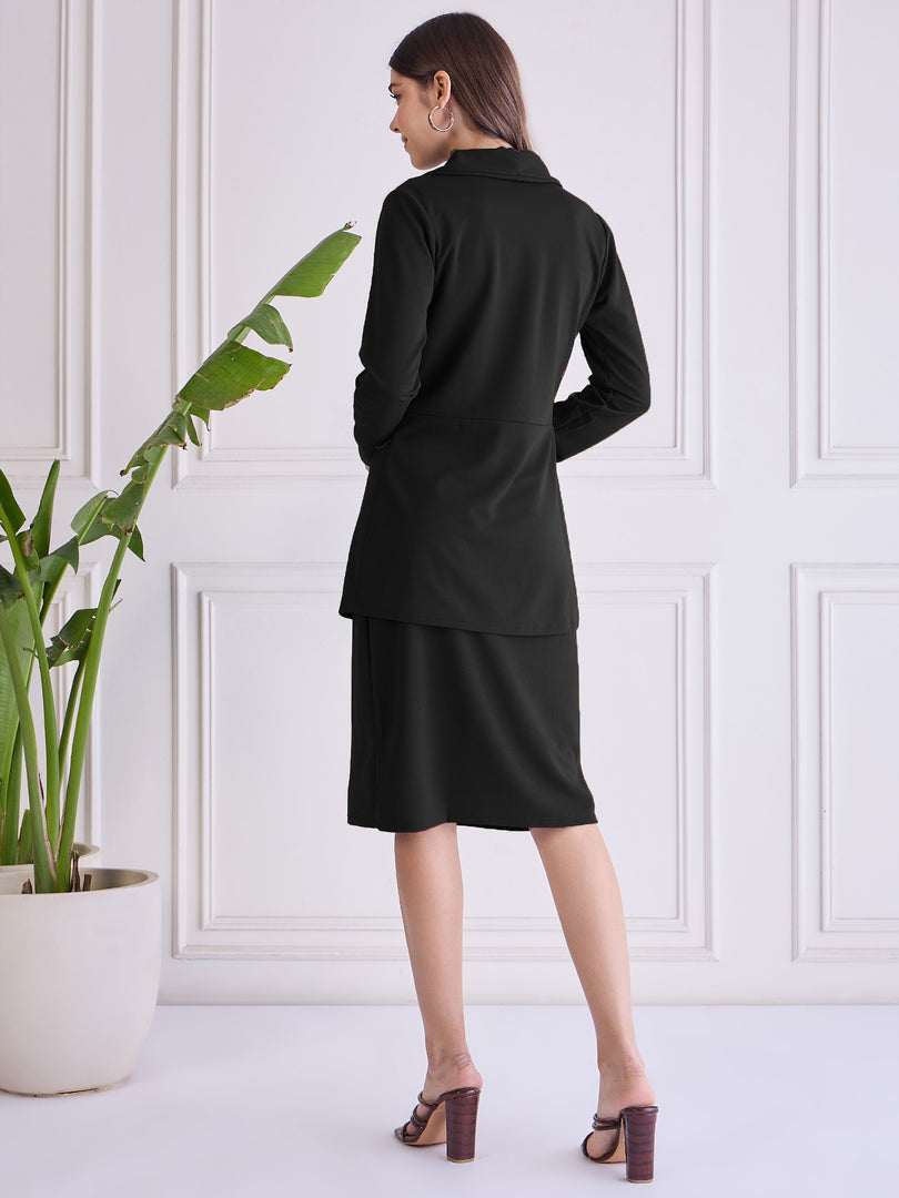 Women Bodycon Dress with Blazer Co ord set