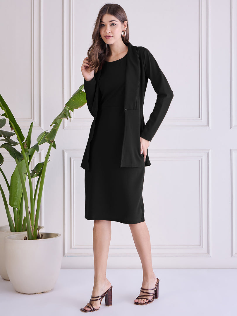 Women Bodycon Dress with Blazer Co ord set