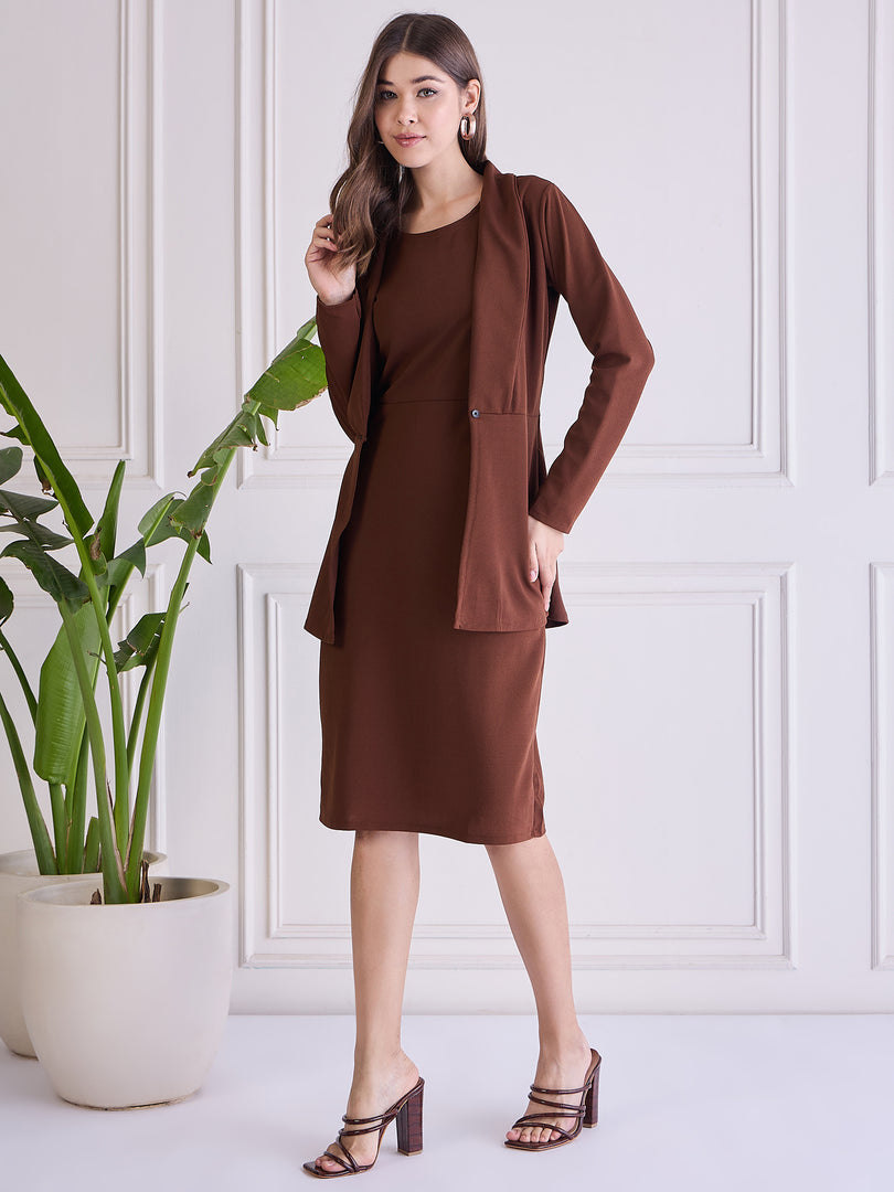 Women Bodycon Dress with Blazer Co ord set