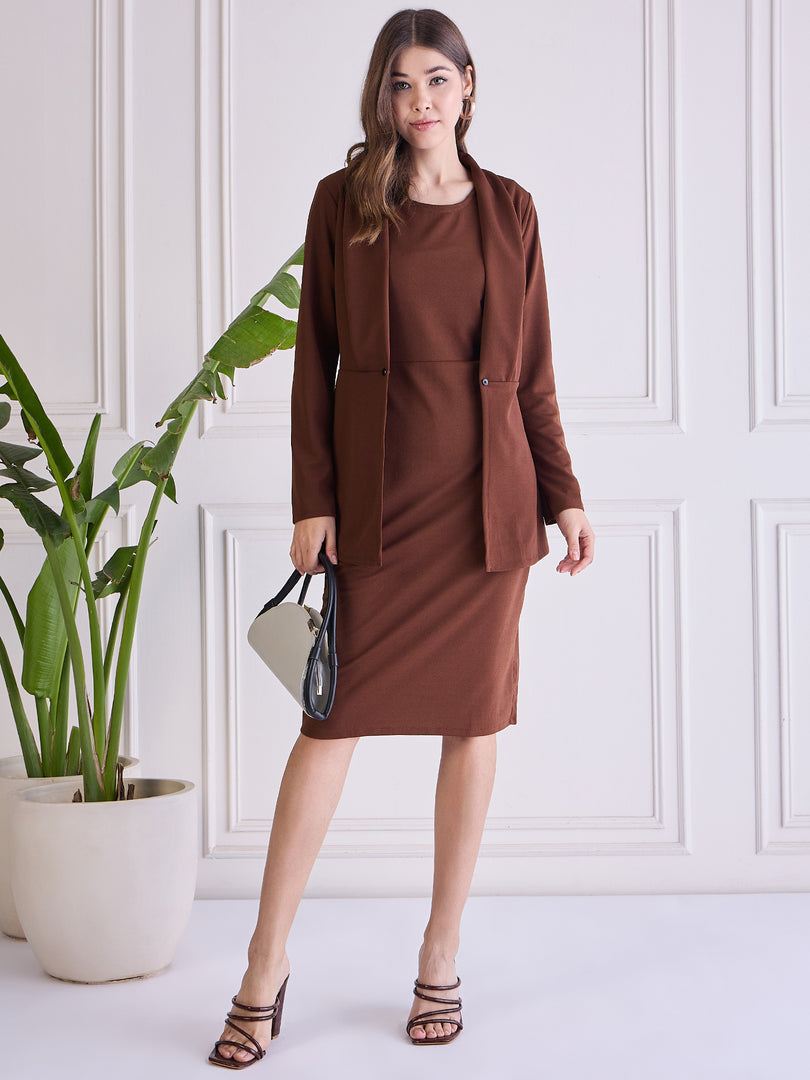 Women Bodycon Dress with Blazer Co ord set