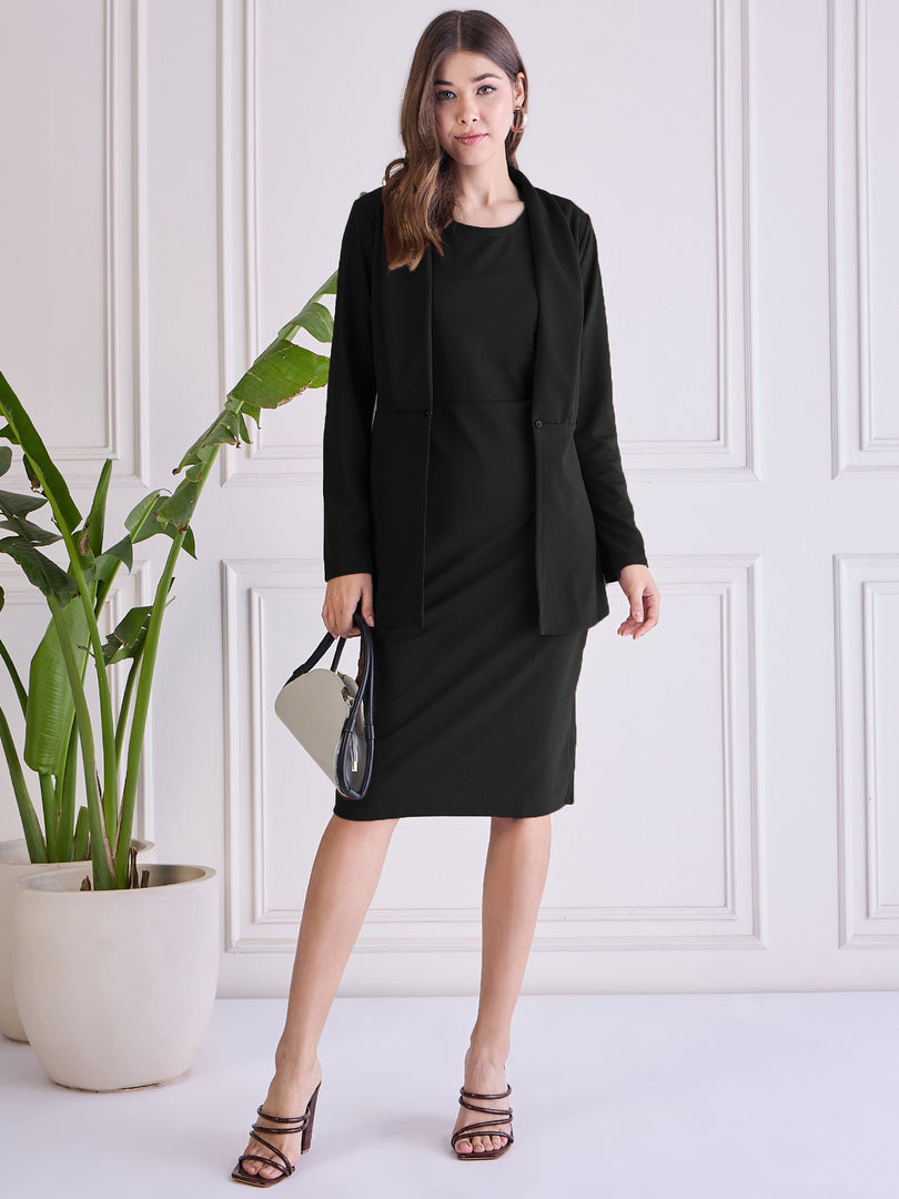Women Bodycon Dress with Blazer Co ord set