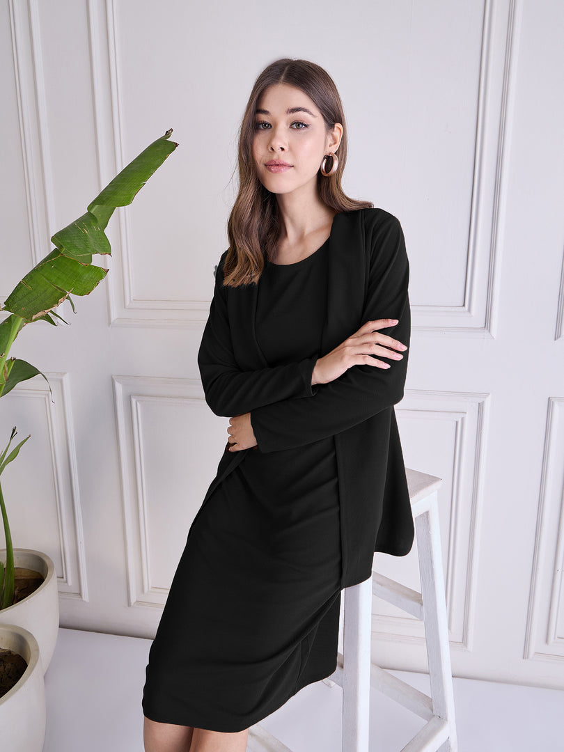 Women Bodycon Dress with Blazer Co ord set