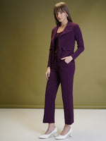 Load image into Gallery viewer, Boss Babe Co-ord Set in Dusty Mauve – Blazer + Crop Top + Trousers | Workwear Ready
