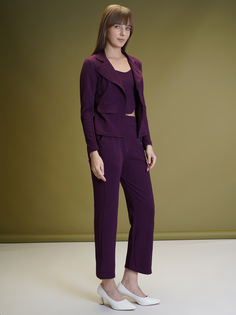 Boss Babe Co-ord Set in Dusty Mauve – Blazer + Crop Top + Trousers | Workwear Ready