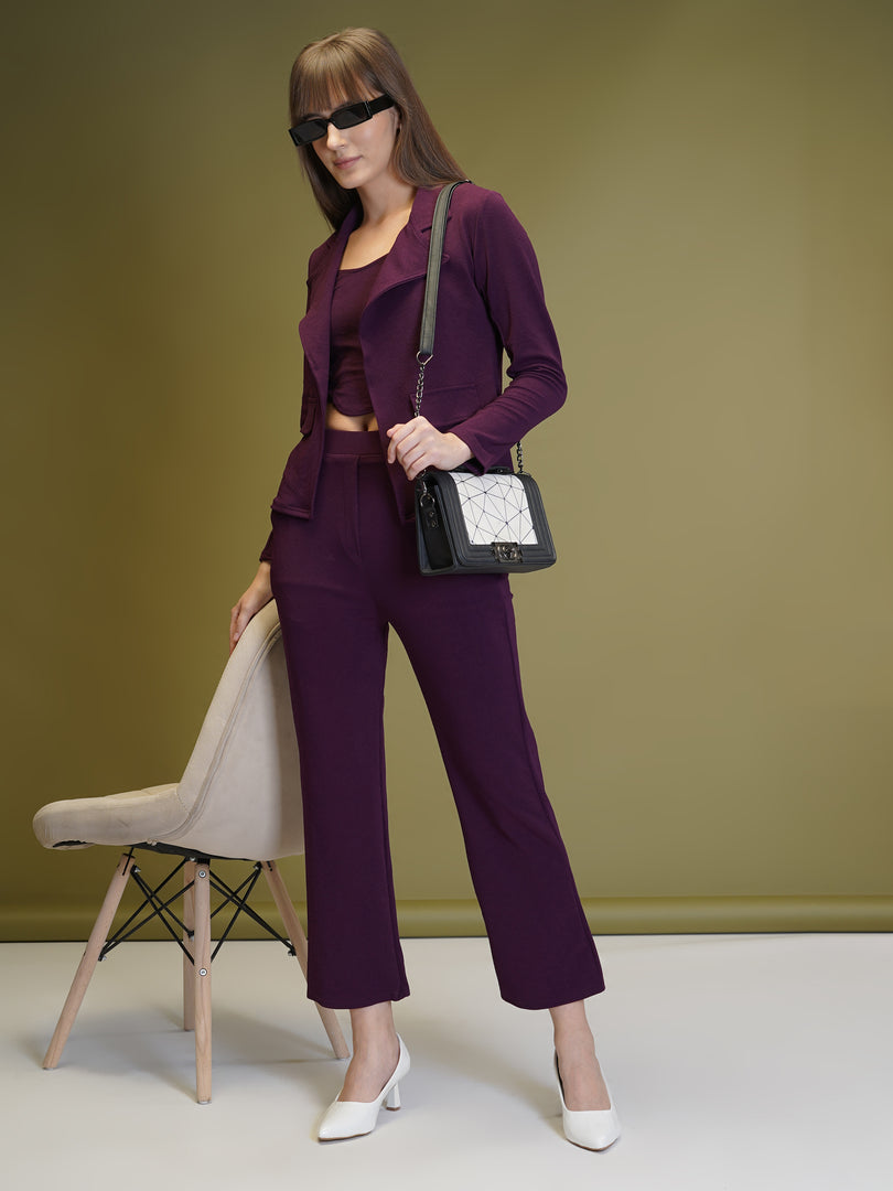 Boss Babe Co-ord Set in Dusty Mauve – Blazer + Crop Top + Trousers | Workwear Ready