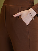 Load image into Gallery viewer, Boss Babe Co-ord Set in Dusty Mauve – Blazer + Crop Top + Trousers | Workwear Ready
