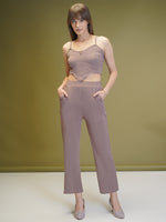Load image into Gallery viewer, Boss Babe Co-ord Set in Dusty Mauve – Blazer + Crop Top + Trousers | Workwear Ready
