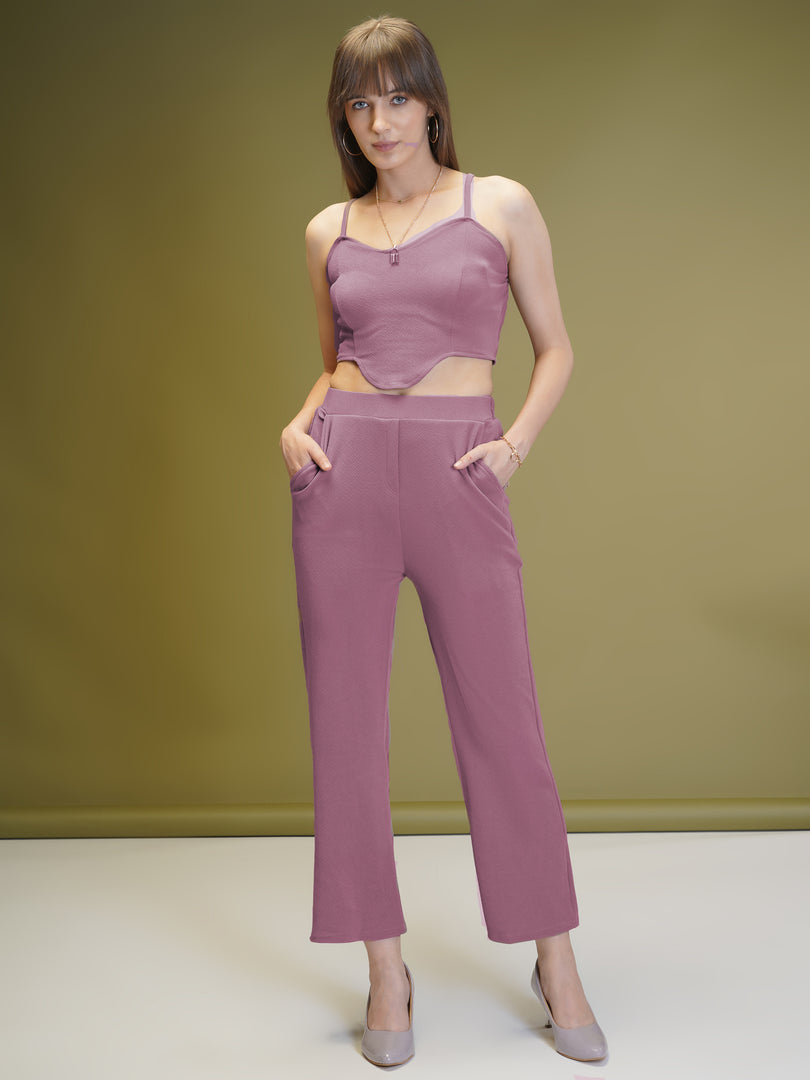 Boss Babe Co-ord Set in Dusty Mauve – Blazer + Crop Top + Trousers | Workwear Ready