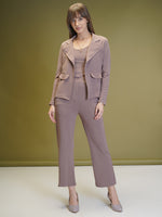 Load image into Gallery viewer, Boss Babe Co-ord Set in Dusty Mauve – Blazer + Crop Top + Trousers | Workwear Ready
