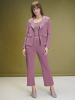 Load image into Gallery viewer, Boss Babe Co-ord Set in Dusty Mauve – Blazer + Crop Top + Trousers | Workwear Ready
