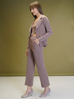 Load image into Gallery viewer, Boss Babe Co-ord Set in Dusty Mauve – Blazer + Crop Top + Trousers | Workwear Ready
