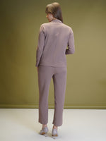 Load image into Gallery viewer, Boss Babe Co-ord Set in Dusty Mauve – Blazer + Crop Top + Trousers | Workwear Ready
