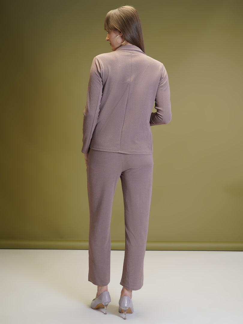 Boss Babe Co-ord Set in Dusty Mauve – Blazer + Crop Top + Trousers | Workwear Ready