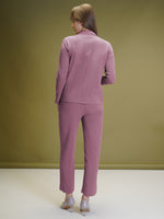 Load image into Gallery viewer, Boss Babe Co-ord Set in Dusty Mauve – Blazer + Crop Top + Trousers | Workwear Ready
