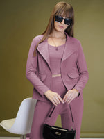 Load image into Gallery viewer, Boss Babe Co-ord Set in Dusty Mauve – Blazer + Crop Top + Trousers | Workwear Ready
