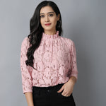 Load image into Gallery viewer, Vintage Style Blush Pink High Neck Lace Top
