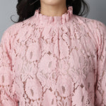 Load image into Gallery viewer, Vintage Style Blush Pink High Neck Lace Top
