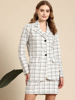 Load image into Gallery viewer, Westhood Checkered Blazer And Skirt Party White Co-ord Set

