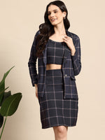 Load image into Gallery viewer, Westhood Navy Check Blazer &amp; Skirt Co-ord Set – Work to Weekend Chic
