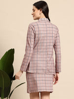 Load image into Gallery viewer, Westhood Mauve Check Blazer &amp; Skirt Co-ord Set – Elegant Officewear
