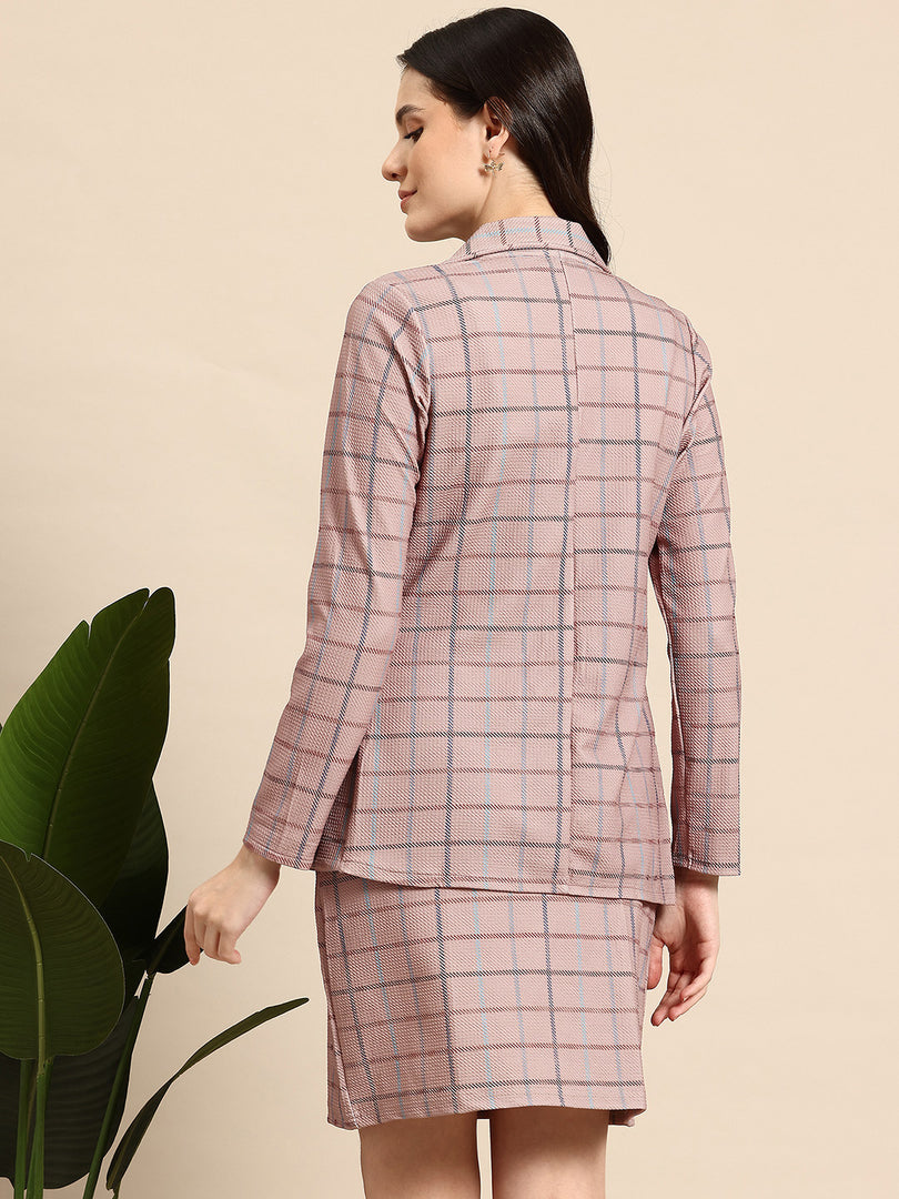 Westhood Mauve Check Blazer & Skirt Co-ord Set – Elegant Officewear