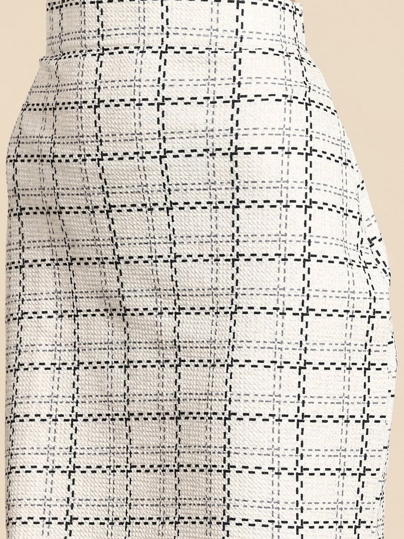Westhood Checkered Blazer And Skirt Party White Co-ord Set
