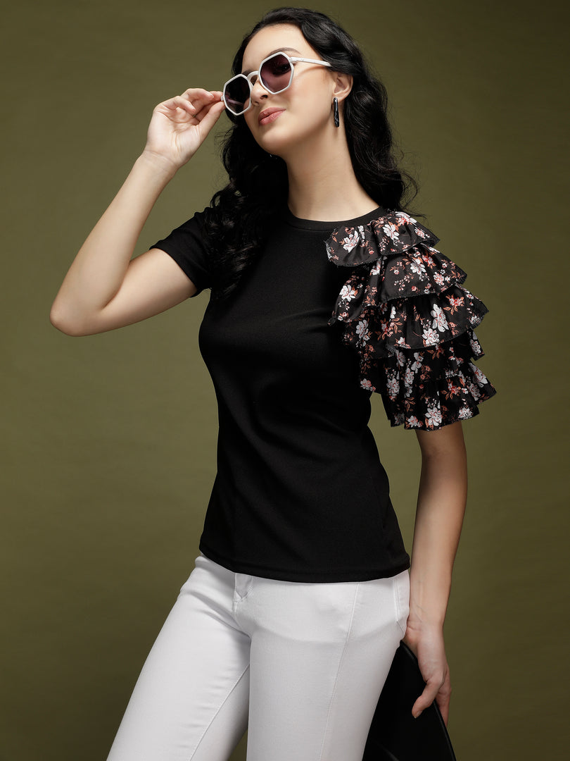 Women's Ruffle Layered Sleeve Top