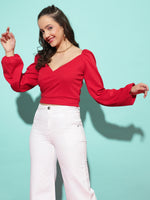 Load image into Gallery viewer, Women Western Crimson Red Crop Top
