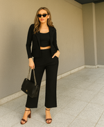 Load image into Gallery viewer, Boss Babe Co-ord Set in Dusty Mauve – Blazer + Crop Top + Trousers | Workwear Ready
