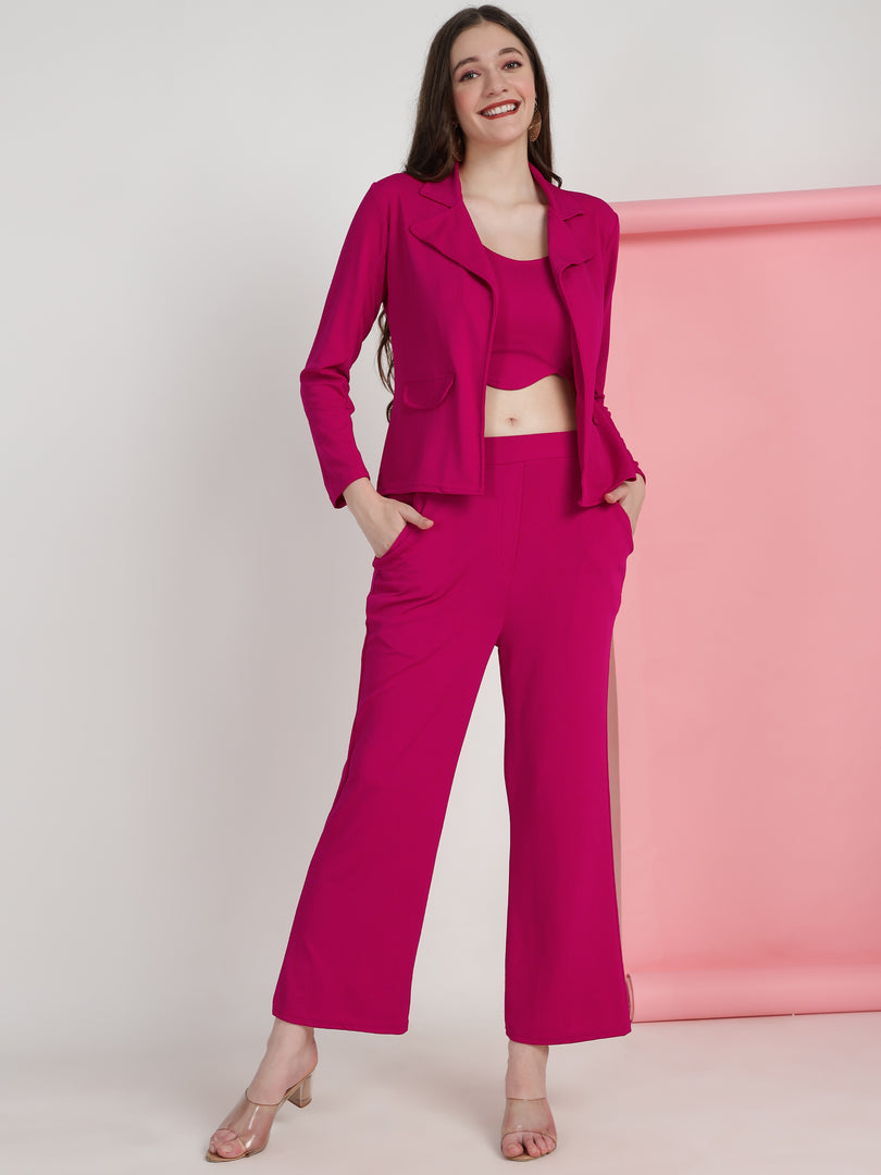 Boss Babe Co-ord Set in Dusty Mauve – Blazer + Crop Top + Trousers | Workwear Ready