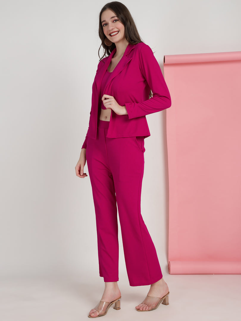 Boss Babe Co-ord Set in Dusty Mauve – Blazer + Crop Top + Trousers | Workwear Ready