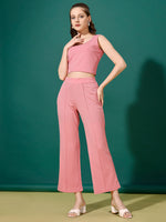 Load image into Gallery viewer, Women Solid Peach Top &amp; Trouser Co ord Set
