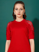 Load image into Gallery viewer, Women Lovely Red Solid Top with Trouser Co ords
