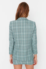 Load image into Gallery viewer, Checkered Blazer And Skirt Co-ord Mint Green
