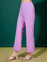 Load image into Gallery viewer, Women Pastel Lavender Top &amp; Trouser Co-Ord Set
