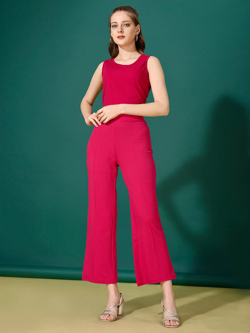 Women Hot Pink Top & Trouser Co ord Set