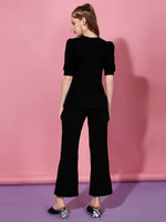 Load image into Gallery viewer, Women Casual Black Top &amp; Trouser Co ord Set
